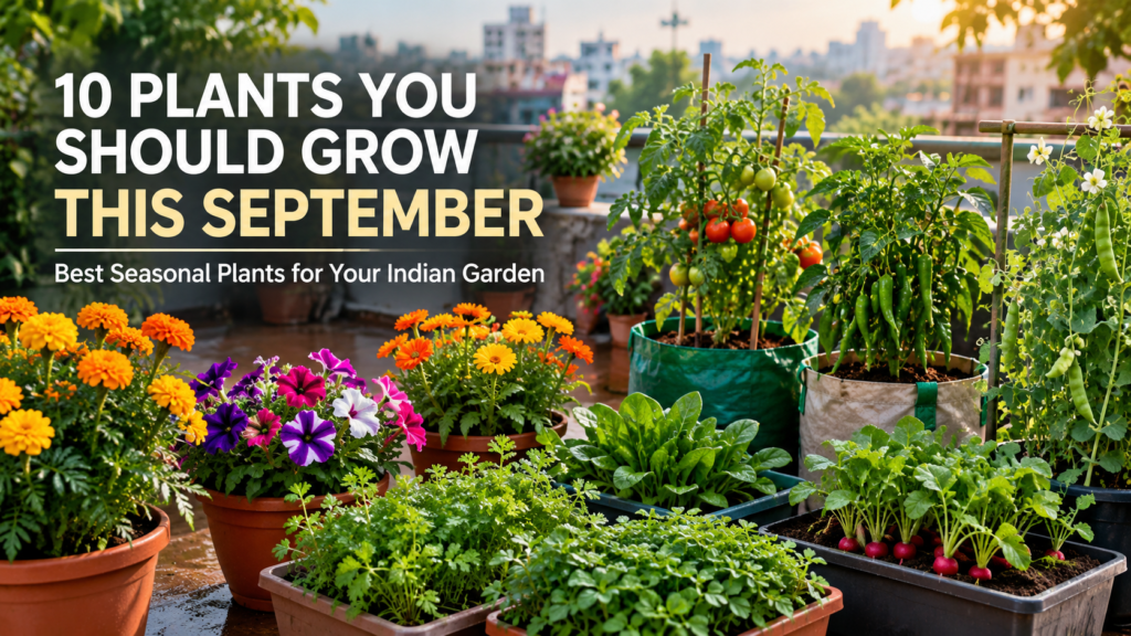 10 Plants You Should Grow This September in India – seasonal flowers, herbs, and vegetables for home gardens